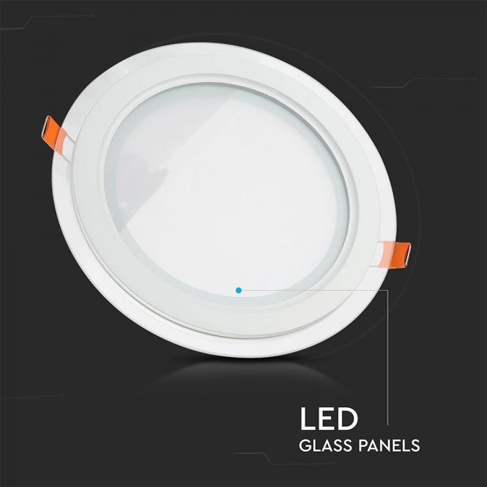 12W LED Panel Glass Round Natural White