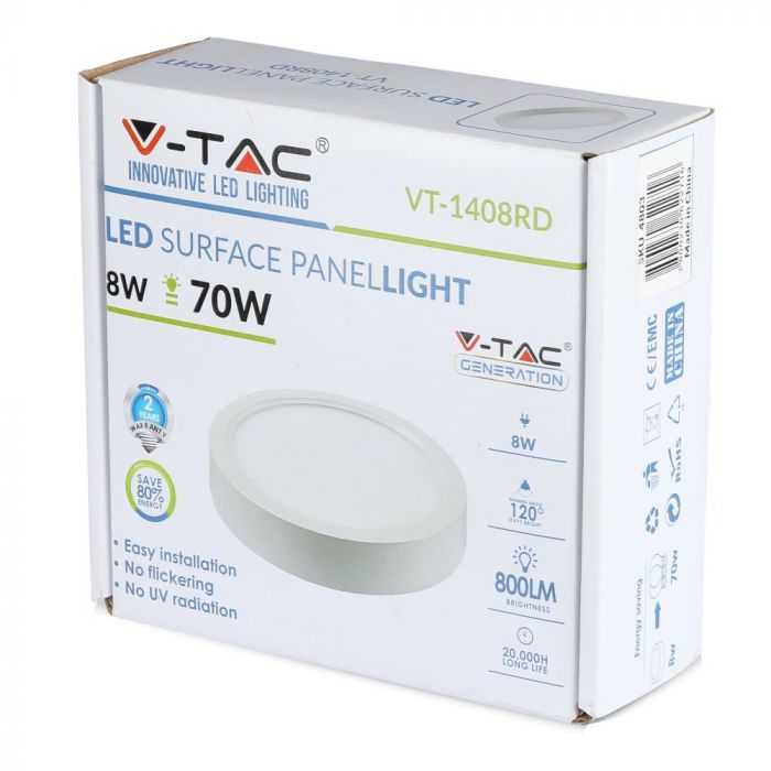 LED ROUND SURFACE PANEL 8W 720lm CW 120° 115X43