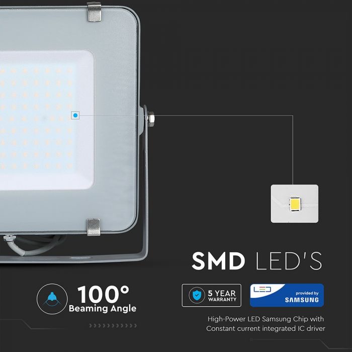 150W LED Floodlight SMD SAMSUNG Chip Slim Grey Body 3000K