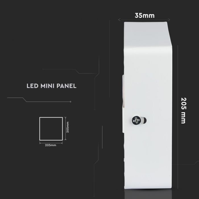 LED SURFACE SQUARE DOWNLIGHT 22W 2200lm WW 120° 235X235X35