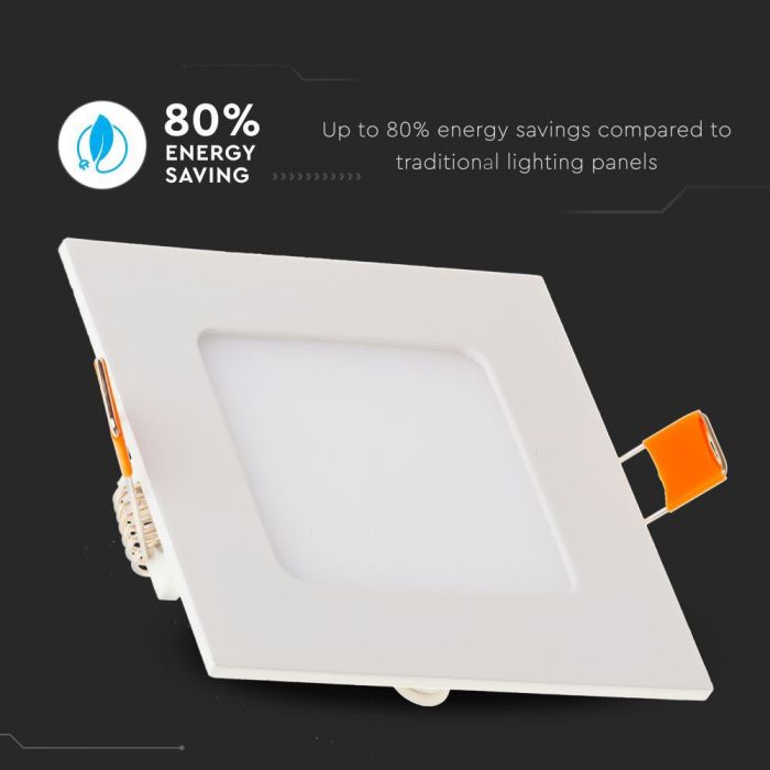LED PREMIUM SQUARE DOWNLIGHT 6W 420lm WW 120° 120X25 (105)