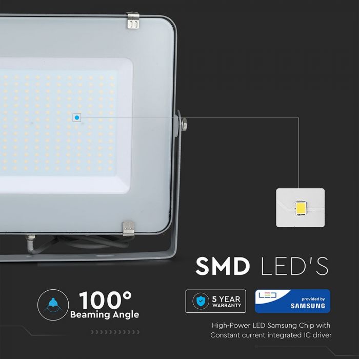 LED FLOOD SLIM 300W CW 100° 24000lm IP65 GREY SAMSUNG CHIP