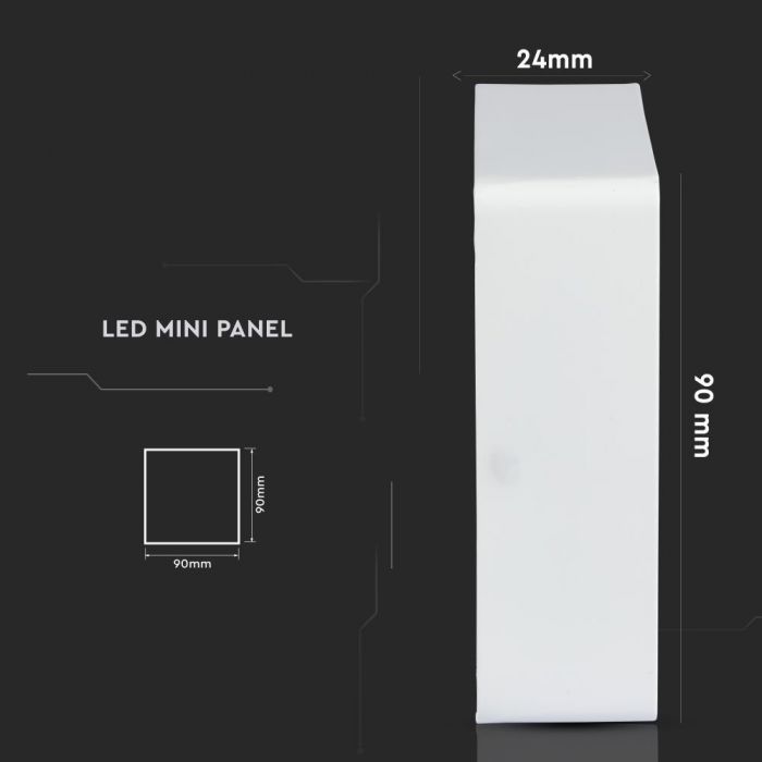 LED SURFACE SQUARE SLIM DOWNLIGHT 6W 420lm DL 120° 90X90X24