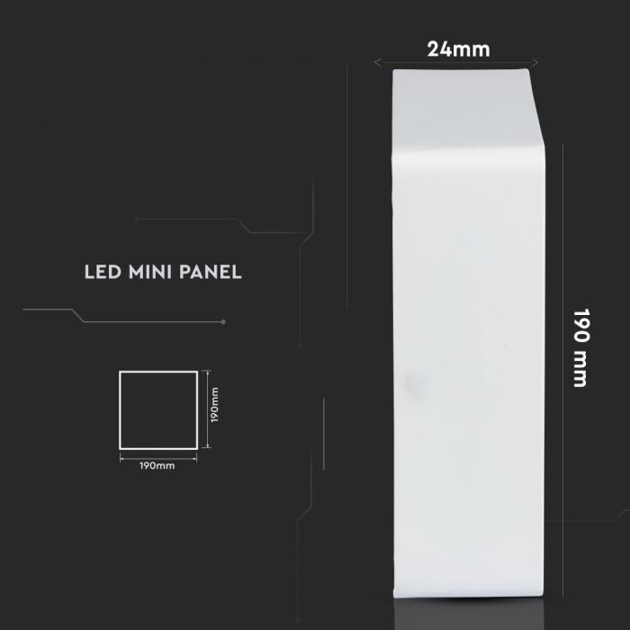 LED SURFACE SQUARE SLIM DOWNLIGHT 18W 1500lm CW 120° 190X24