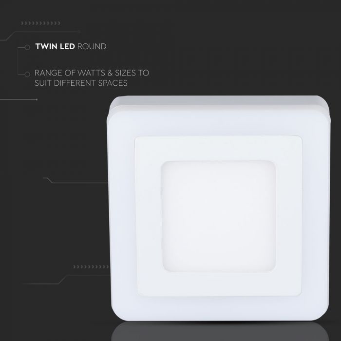 15W LED Panel Surface Twin Square Warm White