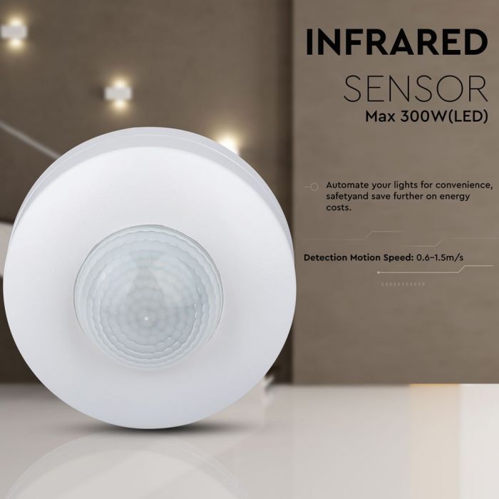 LED INFRARED MOTION SENSOR CEILING 360° 12m IP20 Max 300W