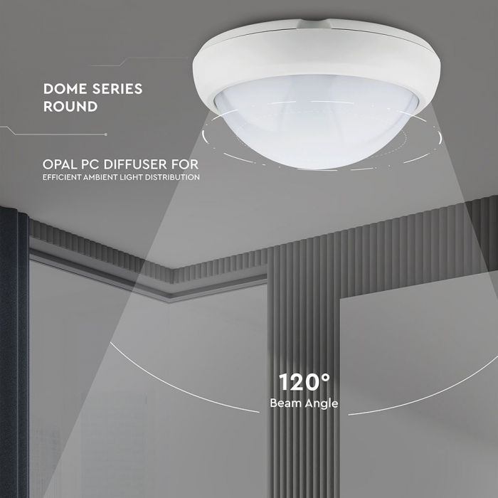LED DOME LIGHT ROUND 8W 120° 560lm DL 178X80 IP66