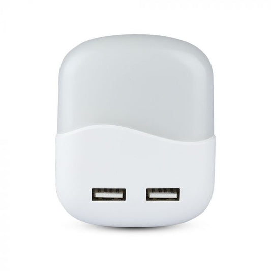 LED NIGHT LIGHT WITH USB 0.5W WW 10lm 72X59 SQUARE WHITE SAMSUNG CHIP