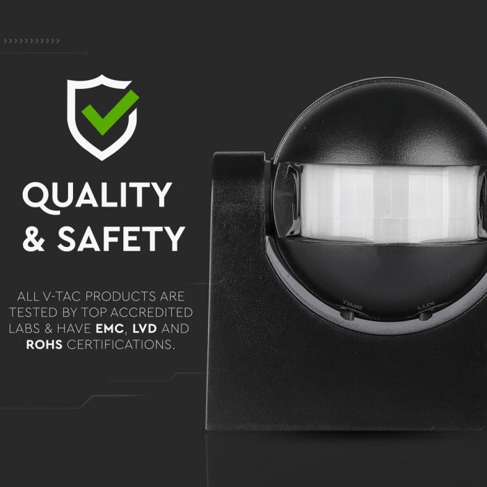 LED INFRARED MOTION SENSOR WALL 180° 12m MAX. 300W IP44 BLACK