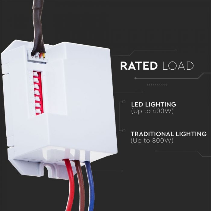 LED IR MOTION SENSOR 800W 3-6M 5sec-8min120-360° IP20