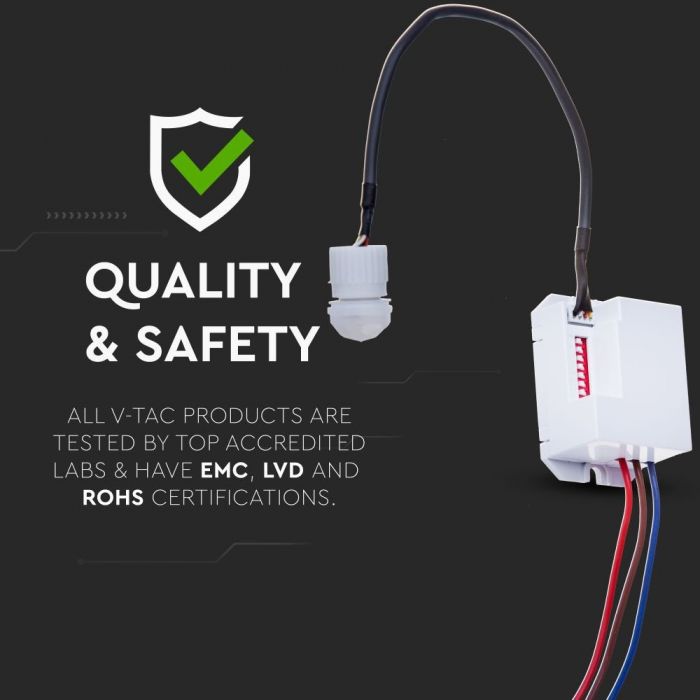 LED IR MOTION SENSOR 800W 3-6M 5sec-8min120-360° IP20