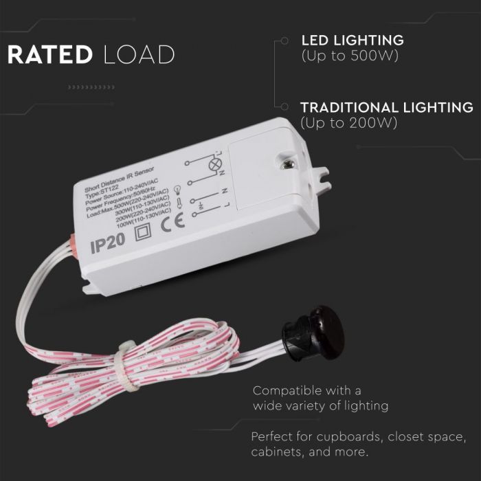 LED MOTION/MOVING HAND SENSOR 300-500W 5-6cm IP20