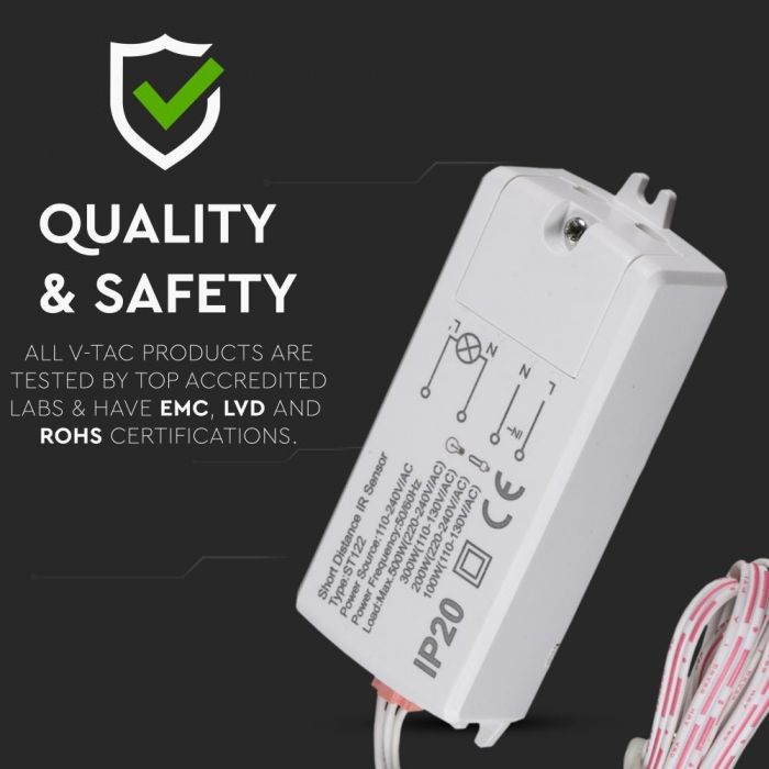 LED MOTION/MOVING HAND SENSOR 300-500W 5-6cm IP20