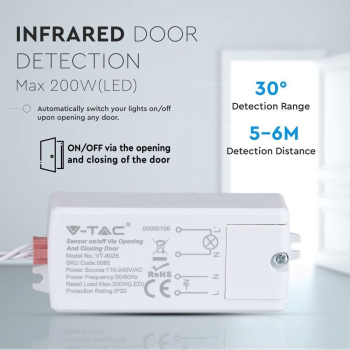 LED MOTION/OPEN CLOSE DOOR SENSOR 300-500W 5-6cm IP20