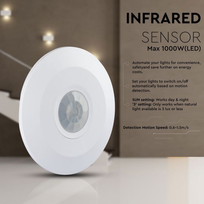 LED PIR CEILING SENSOR FLAT 1000W WHITE