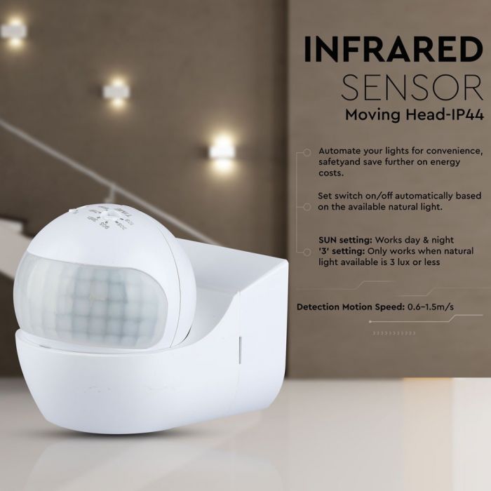 LED PIR WALL SENSOR WITH MOVING HEAD 400W WHITE