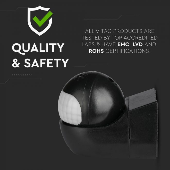 LED PIR WALL SENSOR WITH MOVING HEAD 400W BLACK