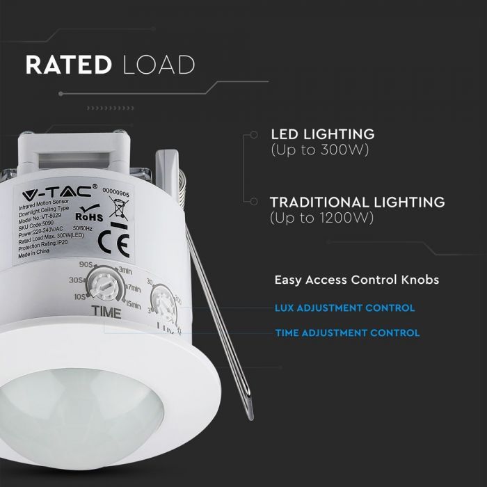 LED PIR CEILING SENSOR 300W WHITE
