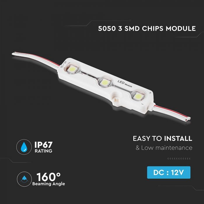 LED MODULE SMD5050 3pcs 12V CW 60lm IP67 160°