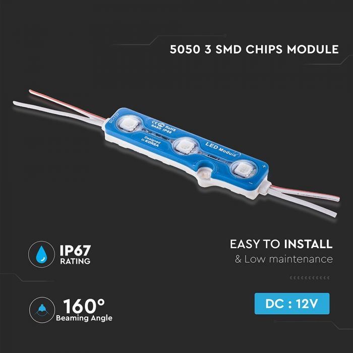 LED MODULE SMD5050 3pcs 12V GREEN 60lm IP67 160°