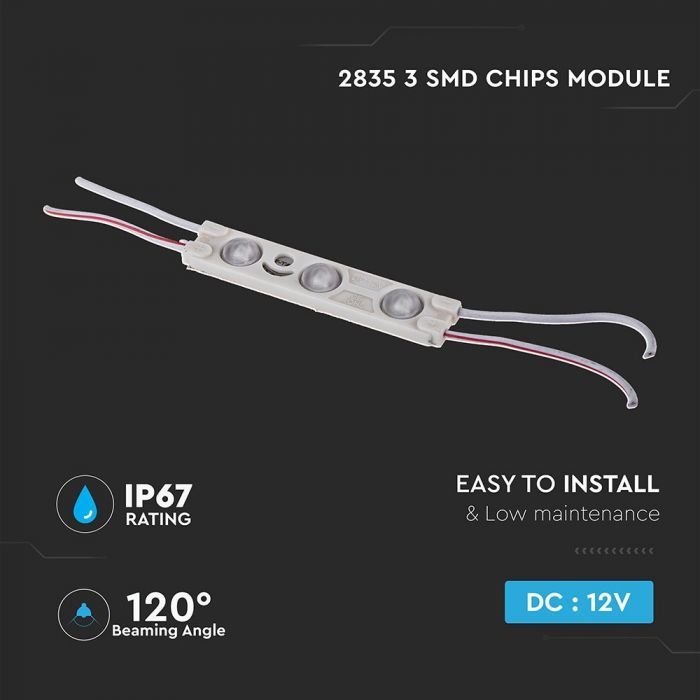 LED MODULE SMD2835 3pcs 12V CW 100lm IP67 120° 1W/pc