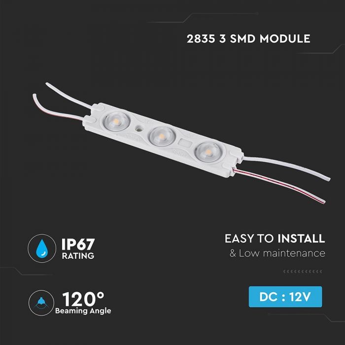 LED MODULE SMD2835 3pcs 1.5W 12V WW 120lm 120° IP67