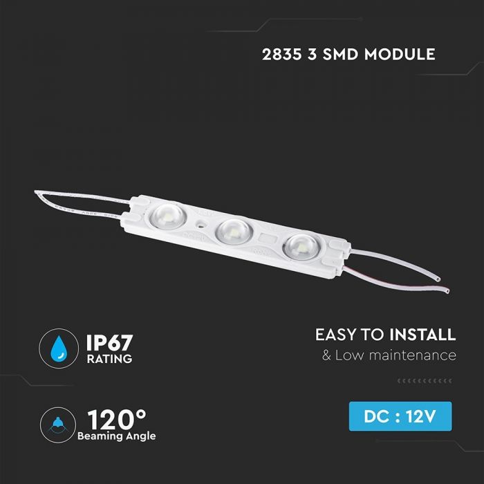 LED MODULE SMD2835 3pcs 1.5W 12V BLUE 120lm 120° IP67