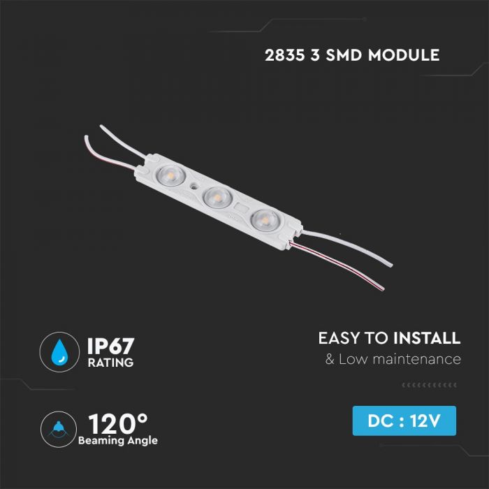 LED MODULE SMD2835 3pcs 1.5W 12V GREEN 120lm 120° IP67
