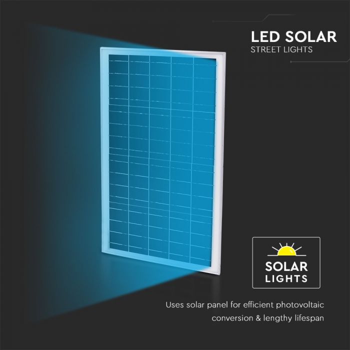 LED SOLAR STREET LIGHT WITH SENSOR 50W DL 4000lm 120° IP65 BLACK