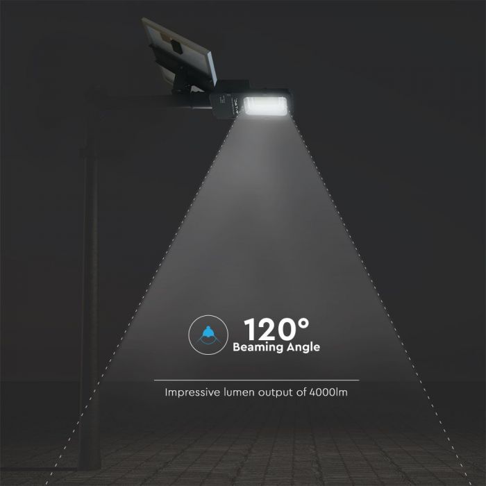 LED SOLAR STREET LIGHT WITH SENSOR 50W DL 4000lm 120° IP65 BLACK