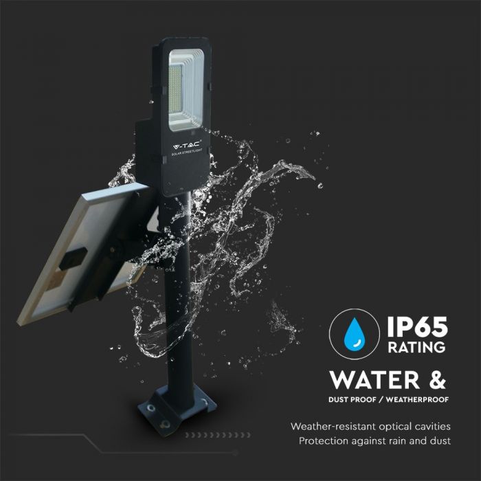 LED SOLAR STREET LIGHT WITH SENSOR 50W DL 4000lm 120° IP65 BLACK