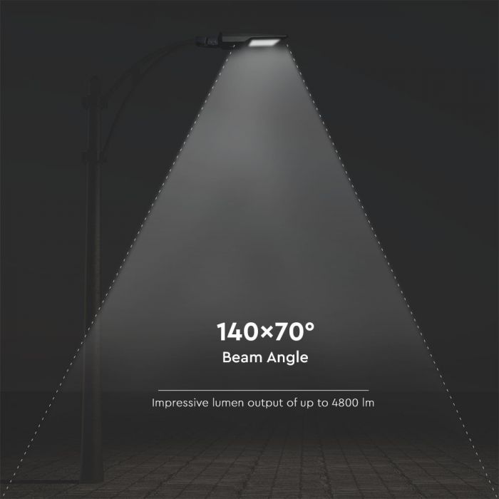LED SOLAR STREET LIGHT WITH SENSOR 40W CW 4800lm 120lm/W 120° IP65 BLACK A++