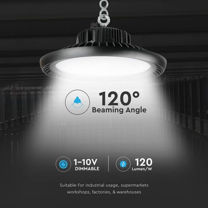 LED HIGHBAY (MEANWELL DRIVER) UFO 150W CW 120° 18000lm 340X171 IP65 SAMSUNG CHIP DIMMABLE