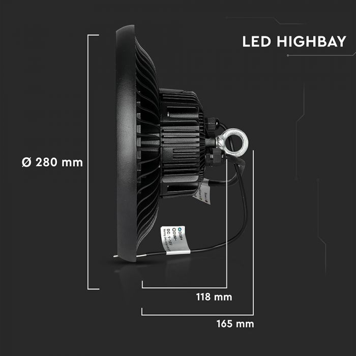 LED HIGHBAY (MEANWELL DRIVER) UFO 100W DL 120° 12000lm 285X165 IP65 SAMSUNG 1-10V DIMMABLE