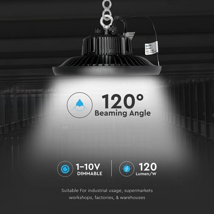 LED HIGHBAY (MEANWELL DRIVER) UFO 100W DL 120° 12000lm 285X165 IP65 SAMSUNG 1-10V DIMMABLE