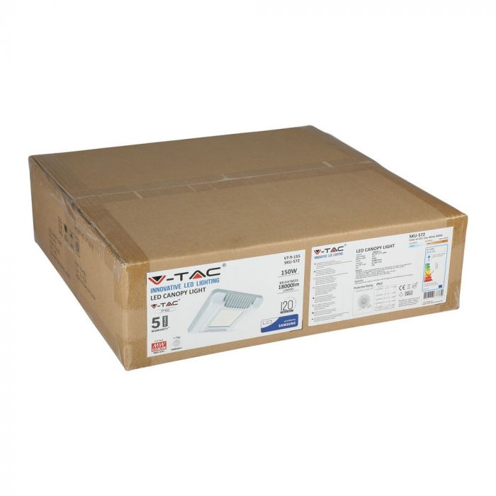 LED CANOPY (MEANWELL DRIVER) 150W CW 110° 18000lm 38X38X7 IP65 SAMSUNG CHIP