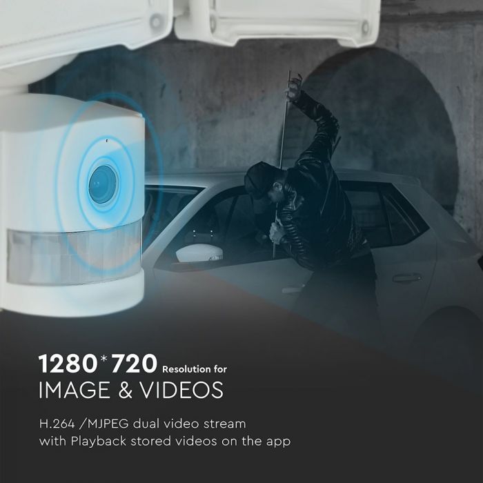 LED FLOOD WITH WIFI SENSOR CAMERA 18W CW 180° 600lm WHITE