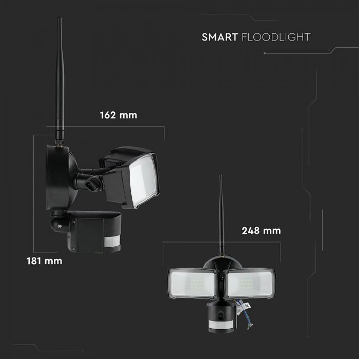 18W LED Floodlight Wi-Fi Sensor Camera White