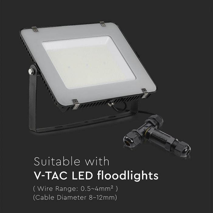 PLASTIC (UV Resistant) T-SHAPE BOX + TERMINAL BLOCK 450V (8-12mm) IP68 BLACK