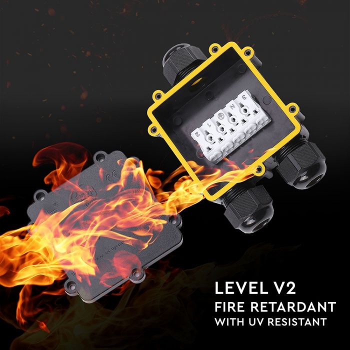 PLASTIC (UV Resistant) SQUARE BOX + TERMINAL BLOCK 450V (8-12mm) IP68 BLACK