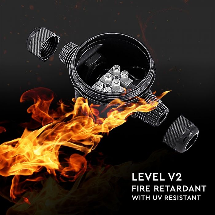 PLASTIC ROUND BOX + TERMINAL BLOCK (5-9mm) IP66 BLACK