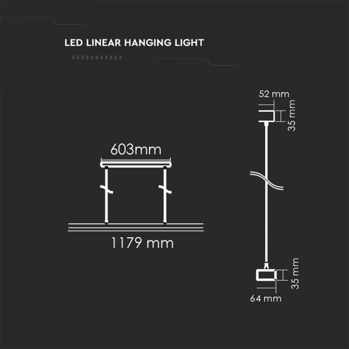 LED LINEAR HANGING NON LINKABLE 60W DL 6600lm 120° 1179X64X35 ALUMINIUM SAMSUNG WHITE A++