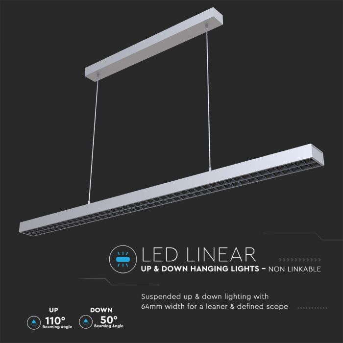 LED LINEAR HANGING NON LINKABLE 60W DL 6600lm 120° 1179X64X35 ALUMINIUM SAMSUNG SILVER A++