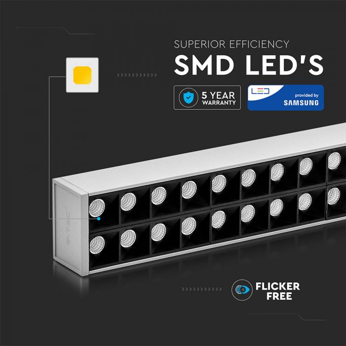 LED LINEAR HANGING NON LINKABLE 60W DL 6600lm 120° 1179X64X35 ALUMINIUM SAMSUNG SILVER A++