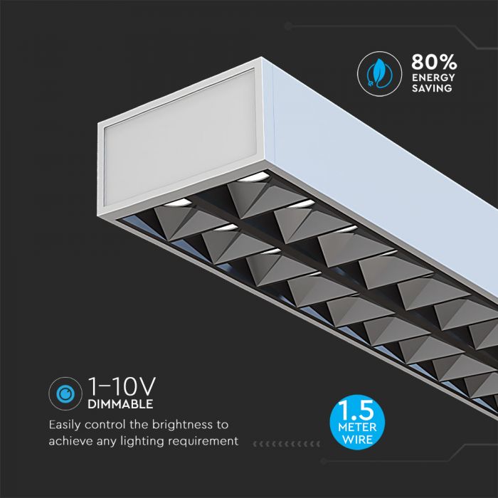 LED LINEAR HANGING NON LINKABLE 60W DL 6600lm 120° 1179X64X35 ALUMINIUM SAMSUNG SILVER A++
