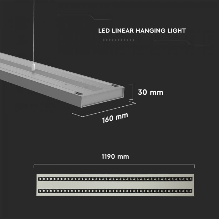 LED Linear Light SAMSUNG Chip 60W Hanging Silver Body 4000K