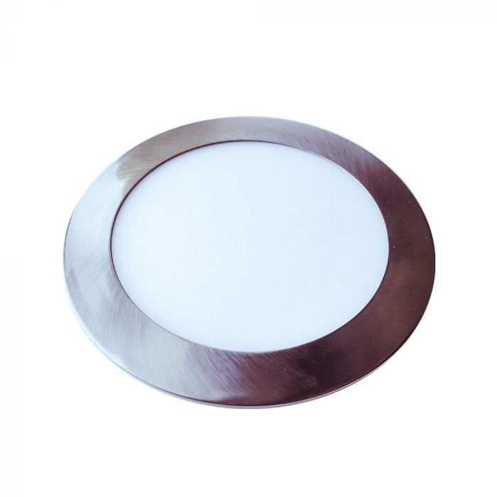 6W LED Panel Slim Satin Nickel Round Warm White
