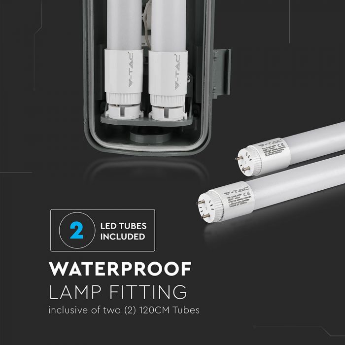 LED TUBE FITTING 2X22W TUBES (INCLUDED) CW 4000lm 5FT 120° IP65