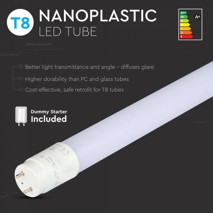 LED T8 TUBE 10W WW 850lm 2FT 160° Frosted NANO-PLASTIC