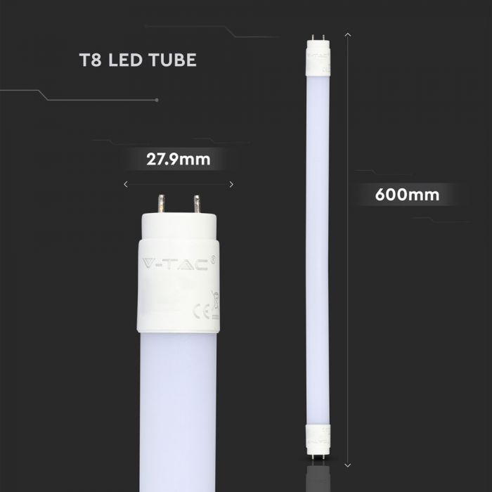 LED T8 TUBE 10W WW 850lm 2FT 160° Frosted NANO-PLASTIC